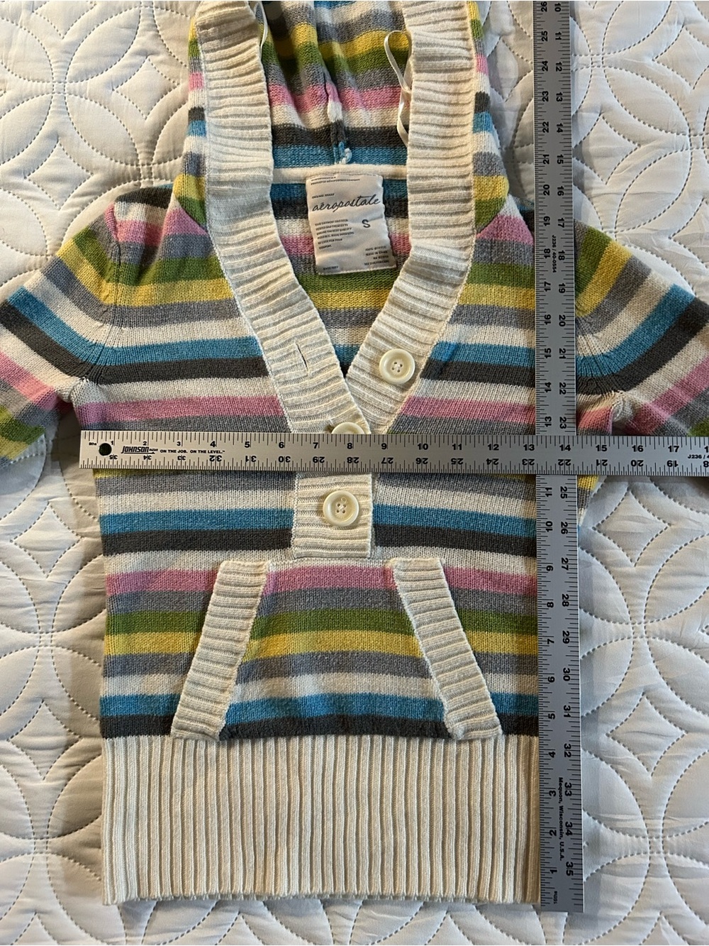 Aéropostale Multicolor Striped Knit Cardigan Sweater Size Small - Picture 3 of 8